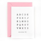 Alfabet missing U - letterpresskaart