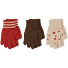 Set van 3 paar handschoenen - Filla gloves heart mix noos