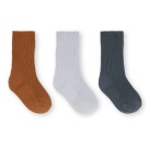 Set van 3 paar sokken - 3-pack rib socks leather/pearl/magnet