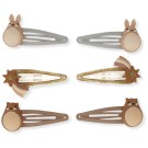 Set van 6 click clack speldjes konijn - Hair clips bunny 