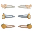 Set van 6 click clack speldjes appelsien - Hair clips orangerie