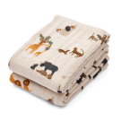 Set van 2 tetradoeken met dieren - Lewis muslin cloth 2 pack all together/sandy