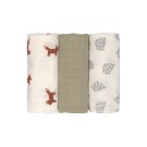 Set van 3 tetradoeken - Muslin swaddle & burp blanket M little forest fox