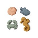 Set van 4 siliconen strand- en badspeeltjes - Gill sand moulds 4-pack sea creature sandy