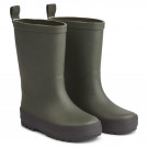 Legergroene regenlaarzen met streep - River rain boot hunter / black mix  