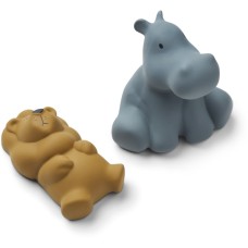 Badspeeltjes nijlpaard en leeuw - Vikky bath toys 2-pack safari/whale blue mix 