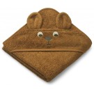Karamelbruine badcape met kangoeroesnoet - Albert hooded towel kangaroo/golden caramel