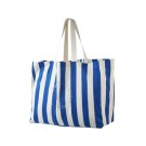 Gestreepte shopper extra groot - Tote bag maxi stripe surf blue/natural