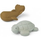 Badspeeltjes walvis en schildpad - Ned bath toys 2-pack dove blue/ golden caramel mix 