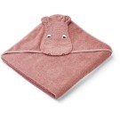 XL badcape met nijlpaardsnoetje - Augusta hooded towel hippo dusty raspberry mix