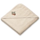 Beige XL badcape met abrikoosje - Goya hooded baby towel peach seashell