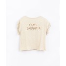Greige t-shirt met franjes earth daughter - Flamé jersey t-shirt reed  (stapelkorting)