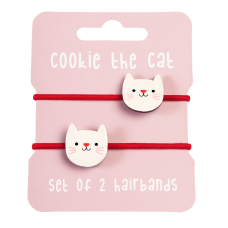 Set van 2 rode haarrekkers met kat - Cookie the cat hair bands 