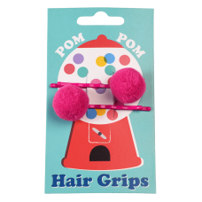 Set van 2 haarspeldjes met roze pom pom - Pink pom pom hair grips