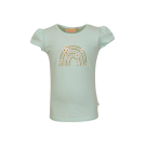 Muntgroene t-shirt met madeliefjes en regenboog - Delphine light mint noos