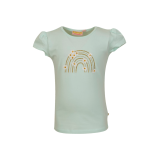 Muntgroene t-shirt met madeliefjes en regenboog - Delphine light mint