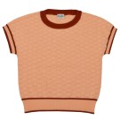 Zalmroze gebreide t-shirt - Danielle knitshirt sunshine (stapelkorting)