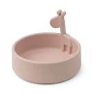 Roze silicone kommetje met giraf - Peekaboo bowl raffi powder