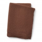 Bruin gebreid dekentje - Wool knitted blanket burned clay 