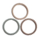 Set van 3 silicone bijtringen parel - Pearl teething bracelet clary sage/tuscany/desert sand
