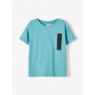 Blauwe t-shirt met ritsdetail - Nmmjesper aqua