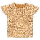 Ecru t-shirt met mosterdgele vlekjes - Girls tee shortsleeve alcorcon allover print amber gold  (stapelkorting)
