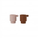 Set van 2 silicone bekertjes - Tiny inka cup caramel/rose