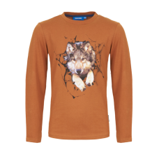 Bruine t-shirt met wolf - Loup cognac