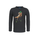 Donkergrijze t-shirt met dino op skateboard - Bronto antracite