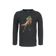 Donkergrijze t-shirt met dino op skateboard - Bronto antracite