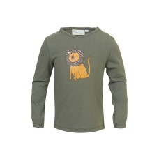 Kakigroen t-shirt met leeuw - Lennox light khaki