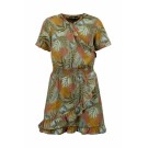 Kakigroen kleedje met bladeren - Lente light khaki