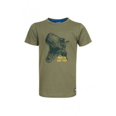Kakigroene t-shirt met dino - Fossil khaki (stapelkorting)
