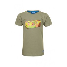 Kakigroene t-shirt met dinokoekendoos - Lunch khaki