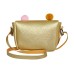 Goudkleurig handtasje met kattensnoet en pomponnetjes - Tas gold noos