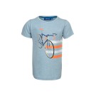 Lichtblauwe t-shirt met koersfiets - Ventura soft blue melange