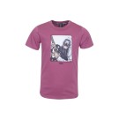 Auberginekleurige t-shirt met aap en gitaar - Walk light wine