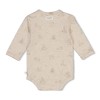 Greige wikkelbody lange mouwen met diertjes - Wikkelromper the cuddle company taupe melange