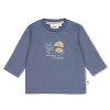 Blauwe t-shirt met ontbijt - Longsleeve breakfast buddy 