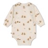 Beige body lange mouwen met bevers - Romper tiny timber tales offwhite 