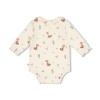 Beige body lange mouwen met bosdiertjes - Romper forest garden offwhite 