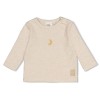 Beige t-shirt met maan - Longsleeve rib over the moon with you offwhite melange