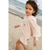 Bruinroze gestreepte poncho - Paco poncho tuscany rose/ creme de la creme
