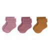 Set van 3 paar roze/mosterdgele sokjes - Newborn socks rosewood  
