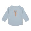 Blauwgrijze UV tshirt met kreeft - Long sleeve rashguard crayfish light blue