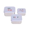 Assortiment snackdoosjes RVS - Snackbox set happy fruits cherry