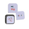 Assortiment snackdoosjes RVS - Snackbox set happy fruits cherry