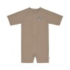 Bruingrijs zwempakje met palmboompje - Short sleeve sunsuit choco