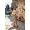 Bruingrijs zwempakje met palmboompje - Short sleeve sunsuit choco