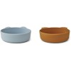 Set van 2 siliconen kommetjes - Vanessa silicone bowls 2-pack sea blue/mustard mix